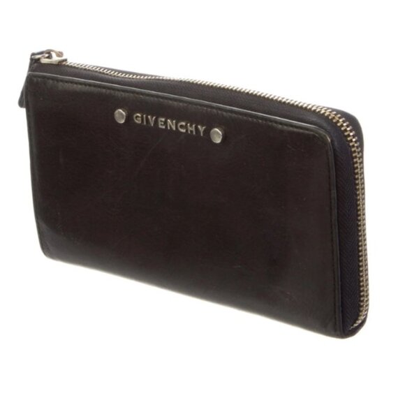 Givenchy Sugar Goatskin Studded Pandora Half Zip Long Wallet Black - Picture 4 of 7